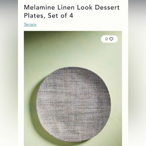 🆕 Melamine Linen Look Dessert Plates, Set of 4 from Terrain